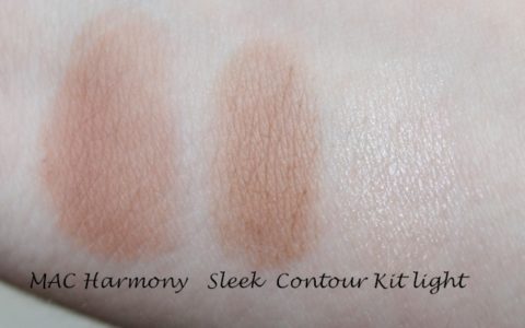 Swatch MAC Powder Blush Harmony und Sleek Face Contour Kit light