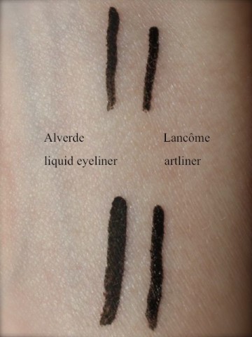 Vergleich Alverde und Lancome eyeliner Swatches