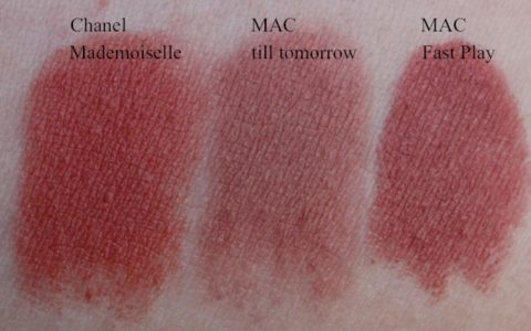 Swatches: Chanel Mademoiselle MAC till tomorrow MAC Fast Play