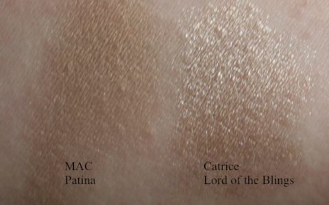 links MAC patina rechts Catrice Lord of the Blings