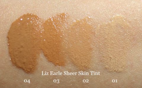 Swatches Liz Earle 04, 03, 02, 01