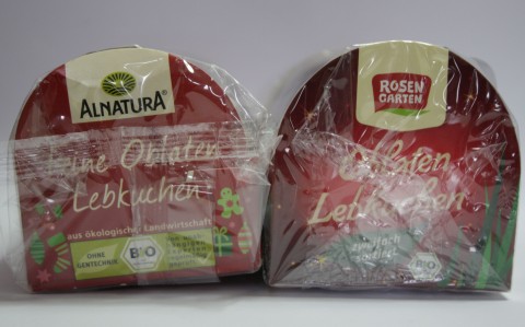 Lebkuchen Oblaten Alnatura und Rosengarten im Vergleich