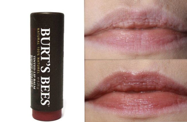 Swatch: Burt's Bees Tinted Lip Balm "Red Dahlia"