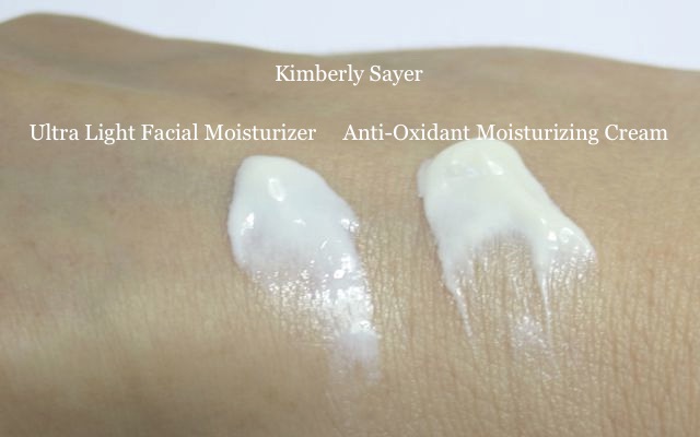 Kimberly Sayer Sunscreen Ultra Light Moisturizer SPF 30 + Kimberly Sayer Sunscreen Anti-Oxidant Moisturizing Cream SPF 30 Swatch