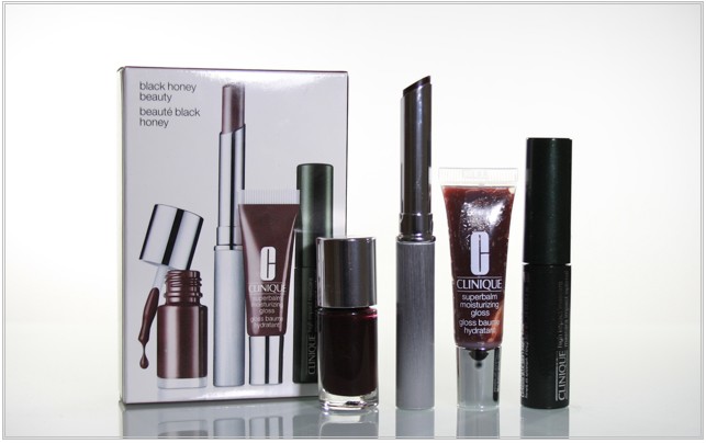 Clinique Black Honey Beauty Set, Almost Lipstick, Superbalm Moisturizing Gloss, Nail Enamel, High Impact Mascara