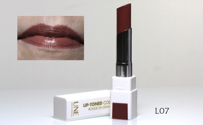 UNE Lip Toned Colour Lipstick L07 Swatch + Make-up
