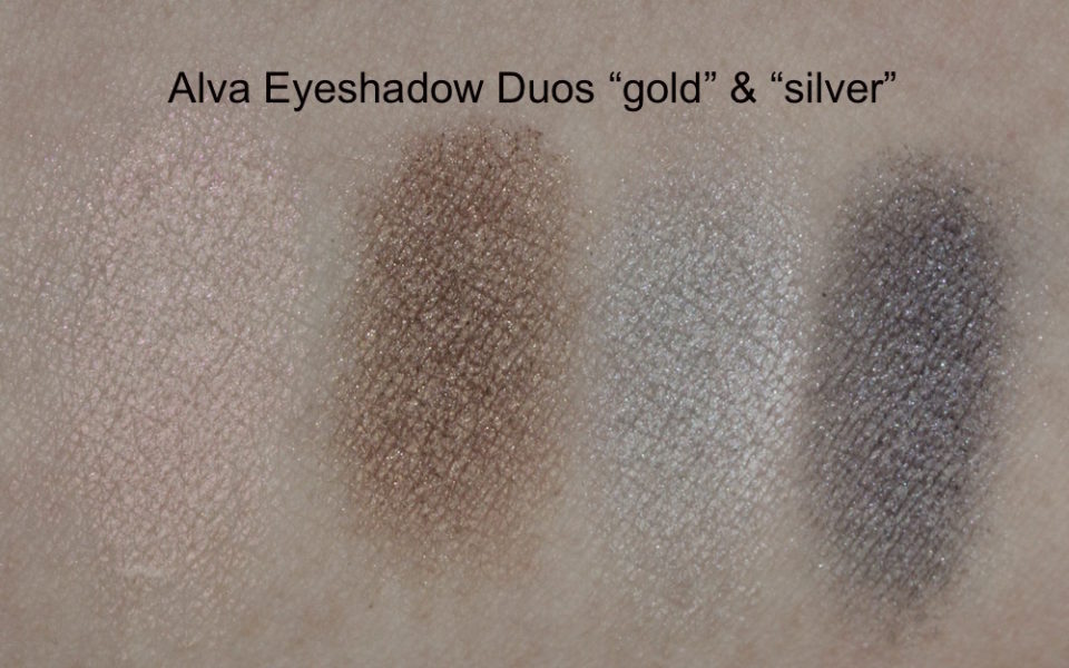 Swatches: Alva Coleur Eyeshadow Duo "gold" + "silver"