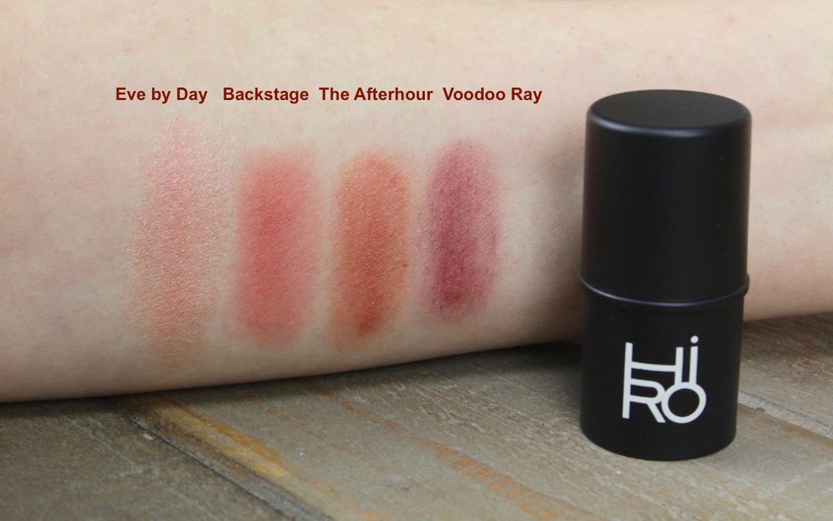 Swatches HIRO Multisticks "Eve by day", "Backstag", "The After Hour", "Voodoo Ray"