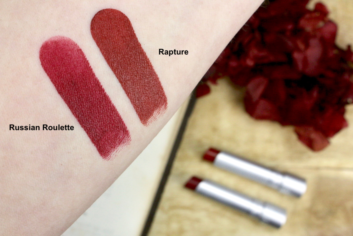 Swatches: RMS lipstick "Russian Roulette" und "Rapture"